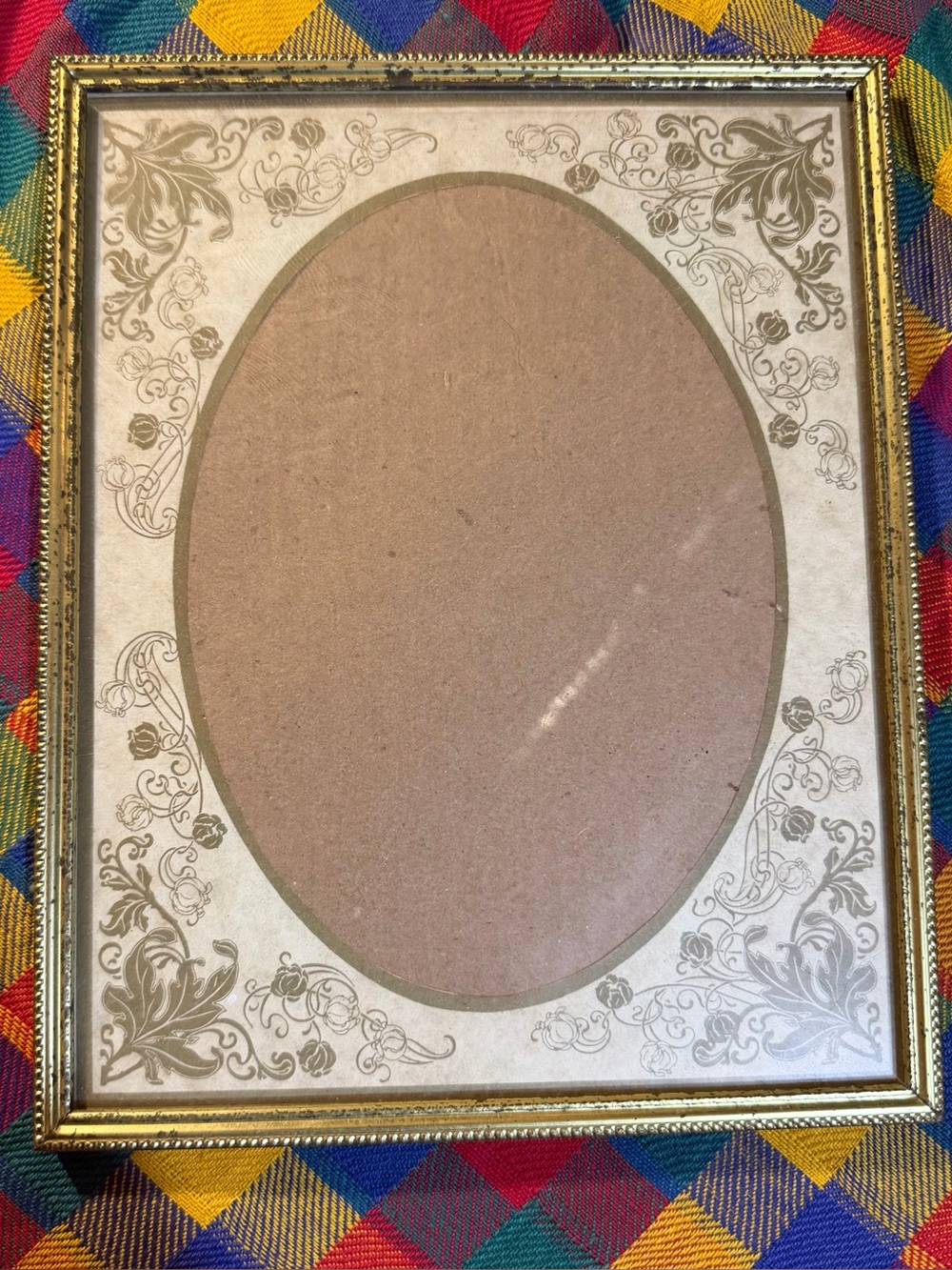 Vintage Gold Art Noveau Picture Frame with Ornate Mat